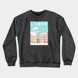 Colorful Lisbon, Portugal Travel Poster Crewneck Sweatshirt